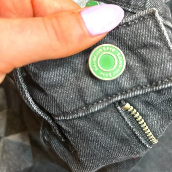 Sandrine Rose Los Angeles black wide leg embroidered jeans size 24 Fray Hem - Picture 7 of 16